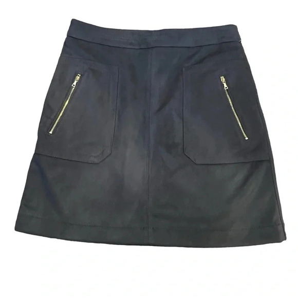 Loft Faux Suede Zip Pocket Skirt in Coastal Grey (Grey) size 4 - Picture 2 of 6